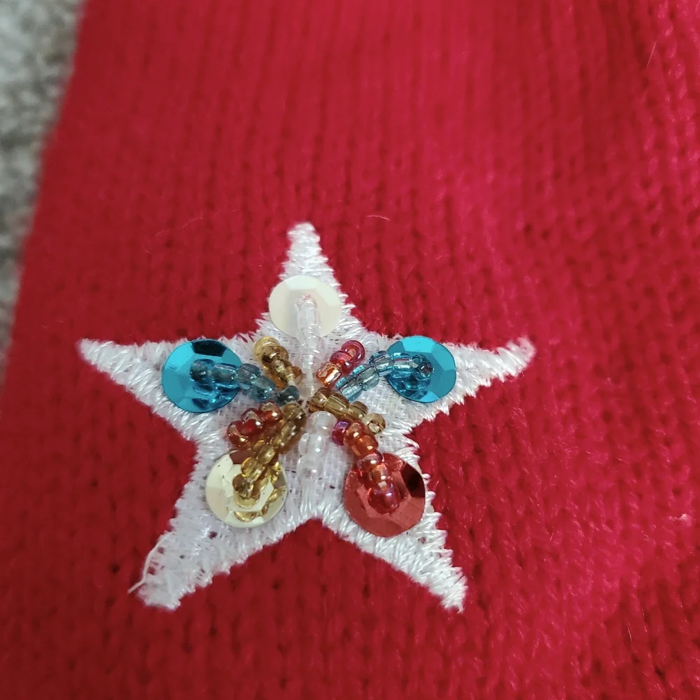 Zack & Zoey RED Holiday Star Dog Sweater Sequins Star Sequins‎ Size SMALL